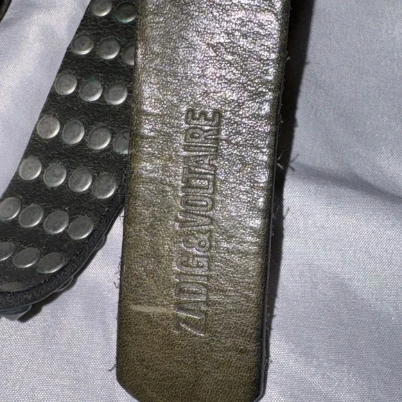 Zadig & Voltaire Olive Green Leather Studded Belt with Metal Buckle size T1 (M) - Picture 6 of 14